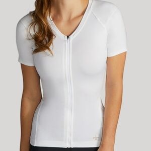 Tommie Copper Full Support Short Sleeve Zip Up White Women's